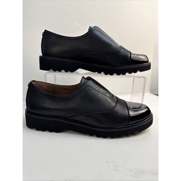 DONALD PLINER Womens 5.5 Cloud Slip-on Loafers Black Leather Patent NWB - Picture 2 of 10